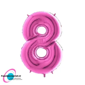 Folieballon cijfer '8' Roze 102cm