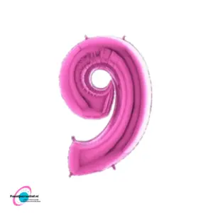 Folieballon cijfer '9' fuchia 101cm
