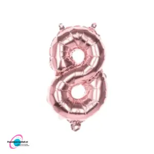 Folieballon cijfer '8' Rose-goud - 66 cm