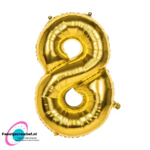 Folieballon cijfer '8' goud - 86 cm