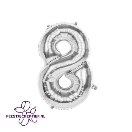 Folieballon cijfer '8' Zilver - 86 cm 1 Folieballon cijfer '8' Zilver - 86 cm