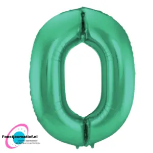 Folieballon Cijfer 0 Groen Metallic Mat - 86 cm