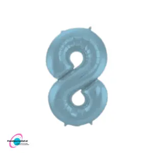 Folieballon cijfer '8' Blauw Pastel Metallic Mat - 86 cm