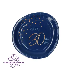 Wegwerpbordjes Happy 30th 23cm - 8st