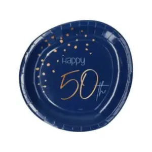Wegwerpbordjes Happy 50th 23cm - 8st