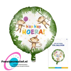 Folieballon Hiep hiep hoera, 46cm