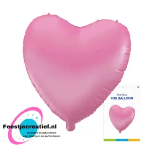 Folieballon hart roze,  46cm