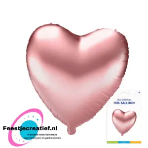 Folieballon hart Rosegoud,  46cm