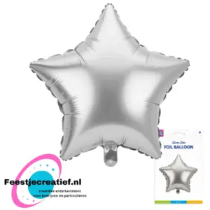Folieballon ster zilver,  46cm