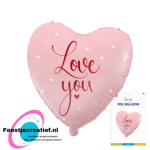 Folieballon love you, Pink 46cm