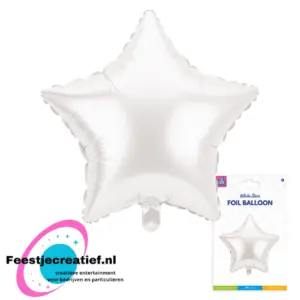 Folieballon ster Wit,  46cm