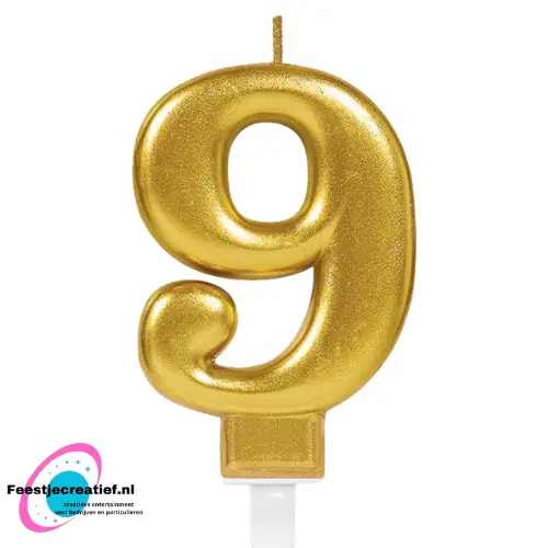 Verjaardagskaarsjes 9 goud 1 stuks 1 Verjaardagskaarsjes 9 goud 1 stuks
