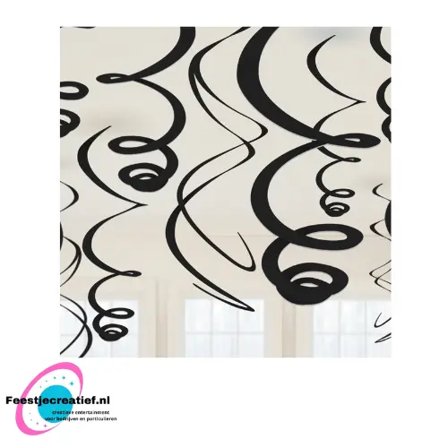 Swirl decoratie zwart 55cm 1 Swirl decoratie zwart 55cm