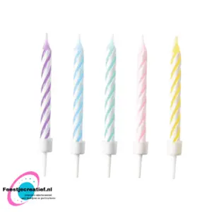 Verjaardagskaarsjes Spiraal Pastel 6 Cm Wax 10 Stuks