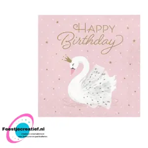 16 servetten happy birthday zwaan - party servetten 33cm