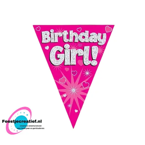 Vlaggenlijn/slinger Happy birthday Glitter Roze, 3,9 meter 1 Vlaggenlijn/slinger Happy birthday Glitter Roze, 3,9 meter