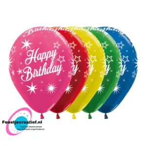 Latex ballonnen Sempertex Happy Birthday Sparkle, 12inch - 12 stuks