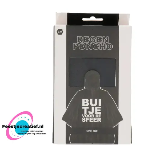 Poncho "Buitje" herbruikbaar zwart/wit one size 3 Poncho "Buitje" herbruikbaar zwart/wit one size - Afbeelding 3