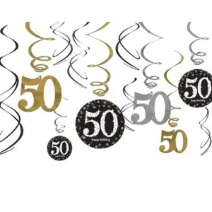 50 jaar slingers zwart - goud