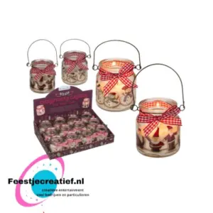Kerstkaars in glas met hengsels