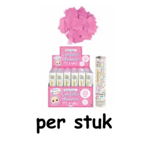Confetti shooter gender reveal meisje 20 cm