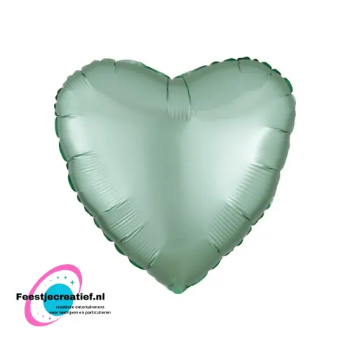 Folieballon hart licht groen, 46cm 1 Folieballon hart licht groen, 46cm