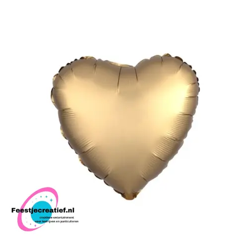 Folieballon hart lichtgoud, 46cm 1 Folieballon hart lichtgoud, 46cm