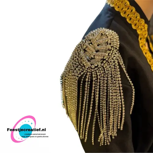 Epaulette Glanzend Goud met goud franjes per stuk 1 Epaulette Glanzend Goud met goud franjes per stuk