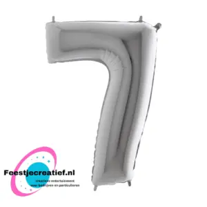 Folieballon Cijfer - 7 - zilver - 66 cm