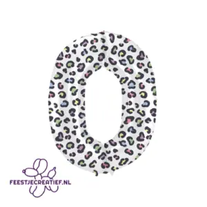 Folieballon Cijfer - 0 - Bright Panther - 86 cm