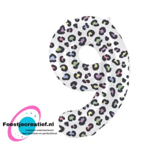 Folieballon Cijfer - 9 - bright panter - 86 cm