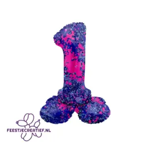 Folieballon Cijfer - 1 - Paint Splash- Staand- 72 cm (kopie)