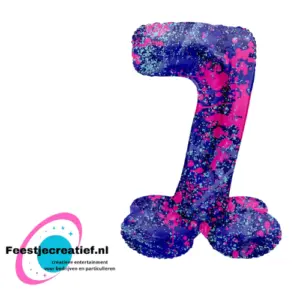 Folieballon Cijfer - 7- Paint Splash- Staand - 72 cm