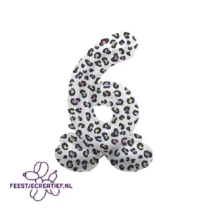Staande folieballon Cijfer 6 Bright Panther - 72 cm