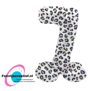 Folieballon Cijfer - 7- Bright Panther- Staand - 72 cm