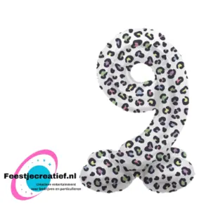 Folieballon Cijfer -9- Brigt Panther- Staand - 72 cm