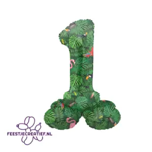 Folieballon Cijfer - 1 - Jungle Vibe - Staand- 72 cm