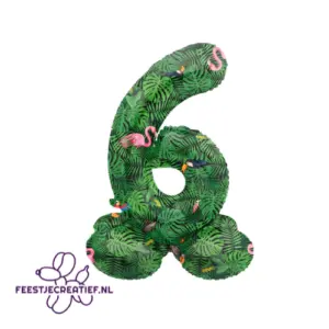 Folieballon Cijfer - 6 - groen/voet - 72 cm
