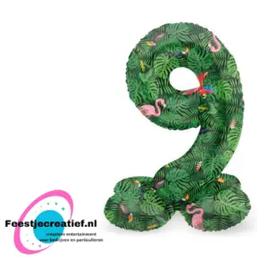 Folieballon Cijfer - 9 - Jungle Vibe- Staand- - 72 cm