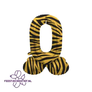 Folieballon Cijfer - 0 - tijger/voet - 72 cm