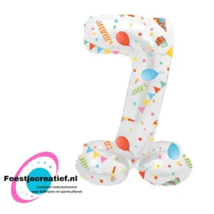 Folieballon Cijfer - 7- Joyful Party - staand - 72 cm
