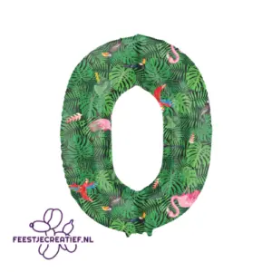 Folieballon Cijfer - 0 - Jungle Vibe - 86 cm
