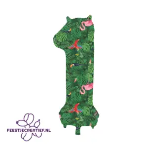 Folieballon Cijfer - 1 - Jungle Vibe - 86 cm