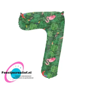 Folieballon Cijfer - 7 - jungle vibes - 66 cm