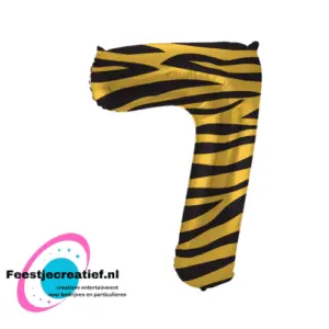Folieballon Cijfer - 7 - tiger chic - 86 cm