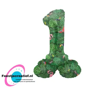 Folieballon Cijfer -1- Jungle Vibe- Staand- 72 cm