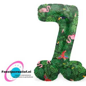 Folieballon Cijfer - 7- Jungle Vibe - staand - 72 cm