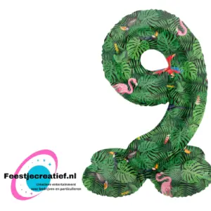Folieballon Cijfer -9- Jungle Vibe- Staand - 41 cm