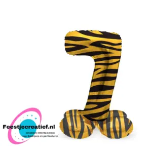 Folieballon Cijfer -7- Tiger Chic- Staand- 72 cm