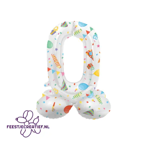 Folieballon Cijfer -0- Joyful Party- Staand - 41 cm 1 Folieballon Cijfer -0- Joyful Party- Staand - 41 cm